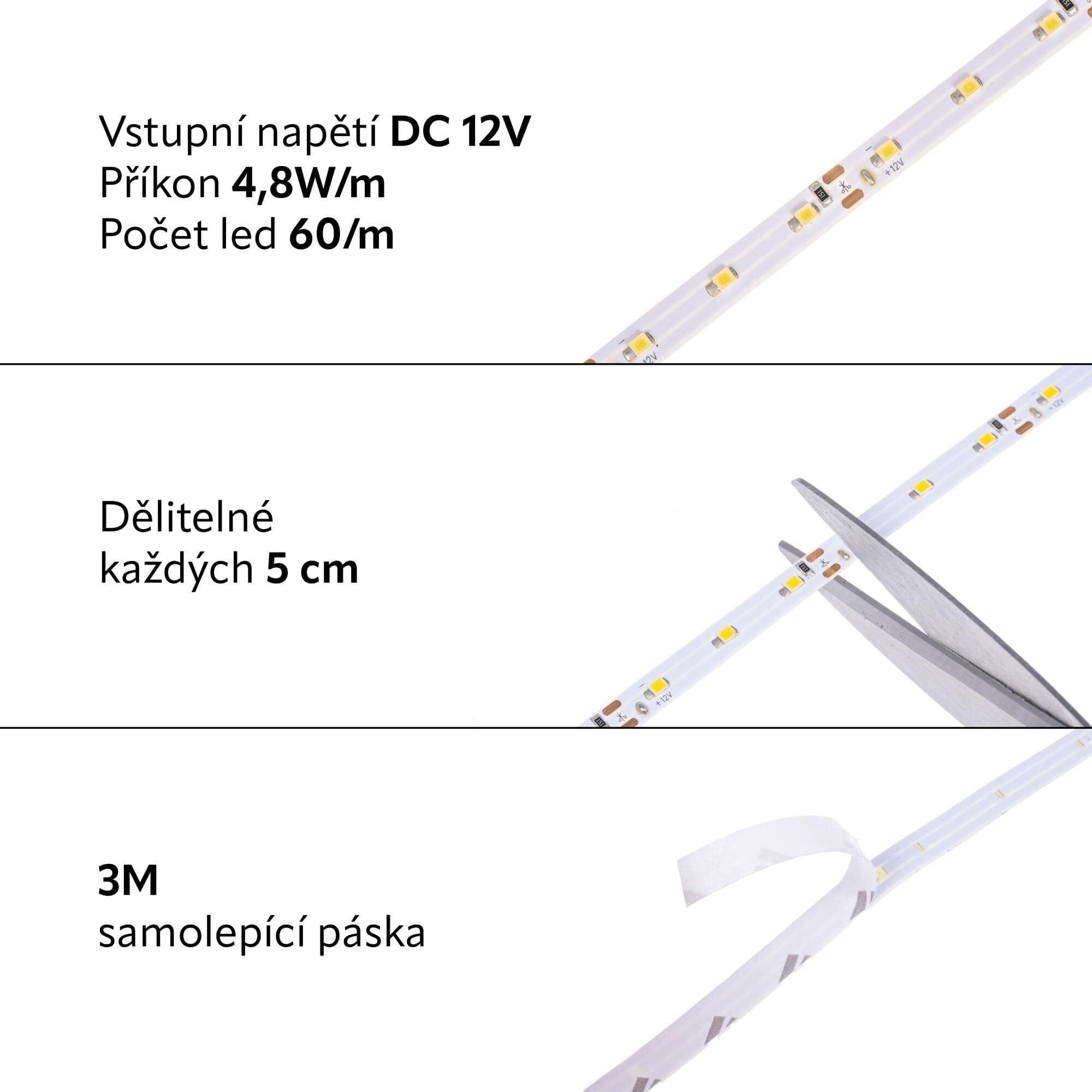 LED pásek 5m 4,8W L3-300 ECONOMY - Studená bílá - náhled 4