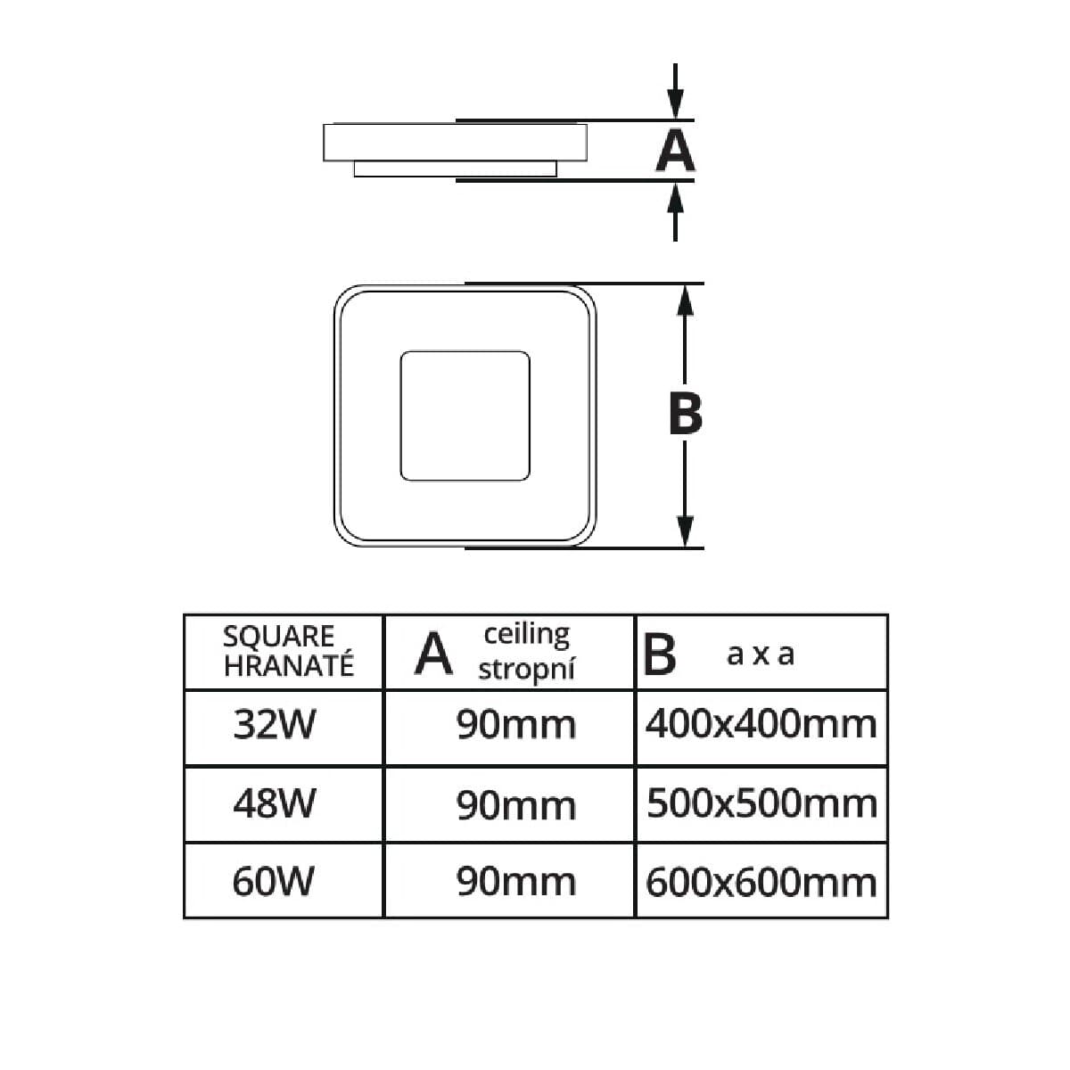 LED svítidlo ZULU 60W CCT hranaté bílé stropní - náhled 3