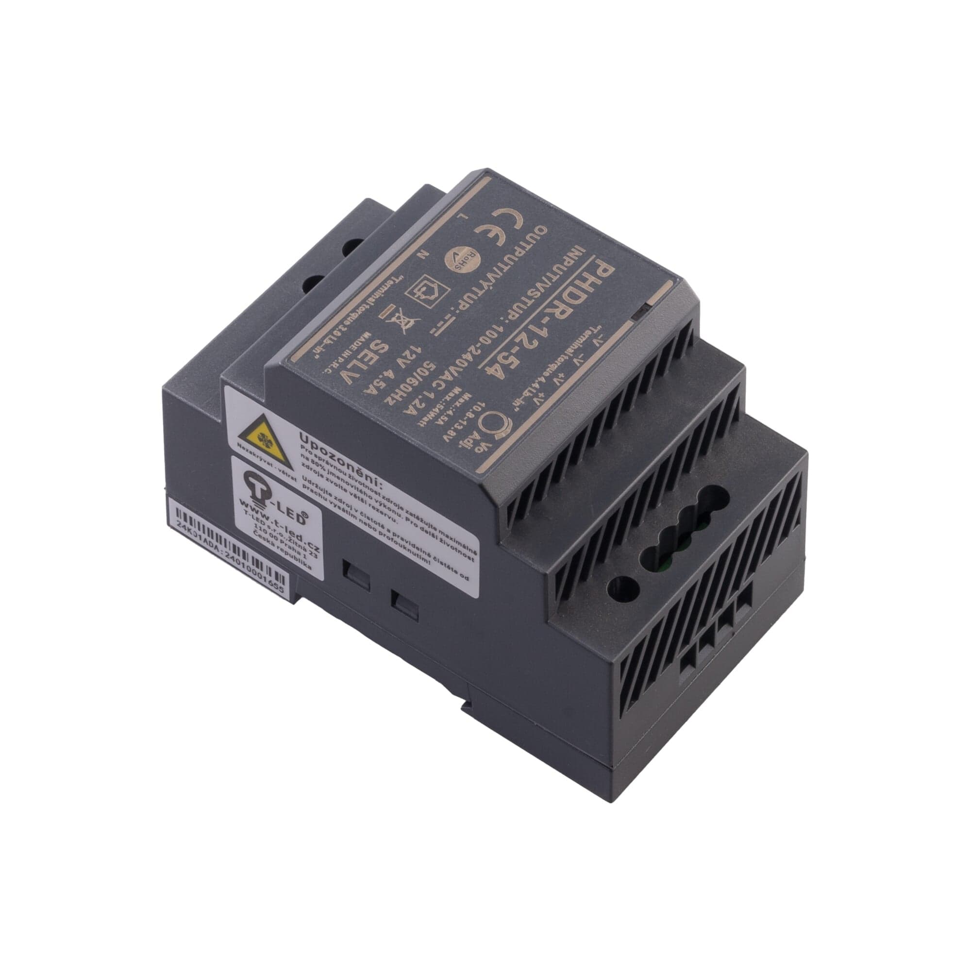 LED zdroj 12V 54W PHDR-12-54 DIN lišta - náhled 3