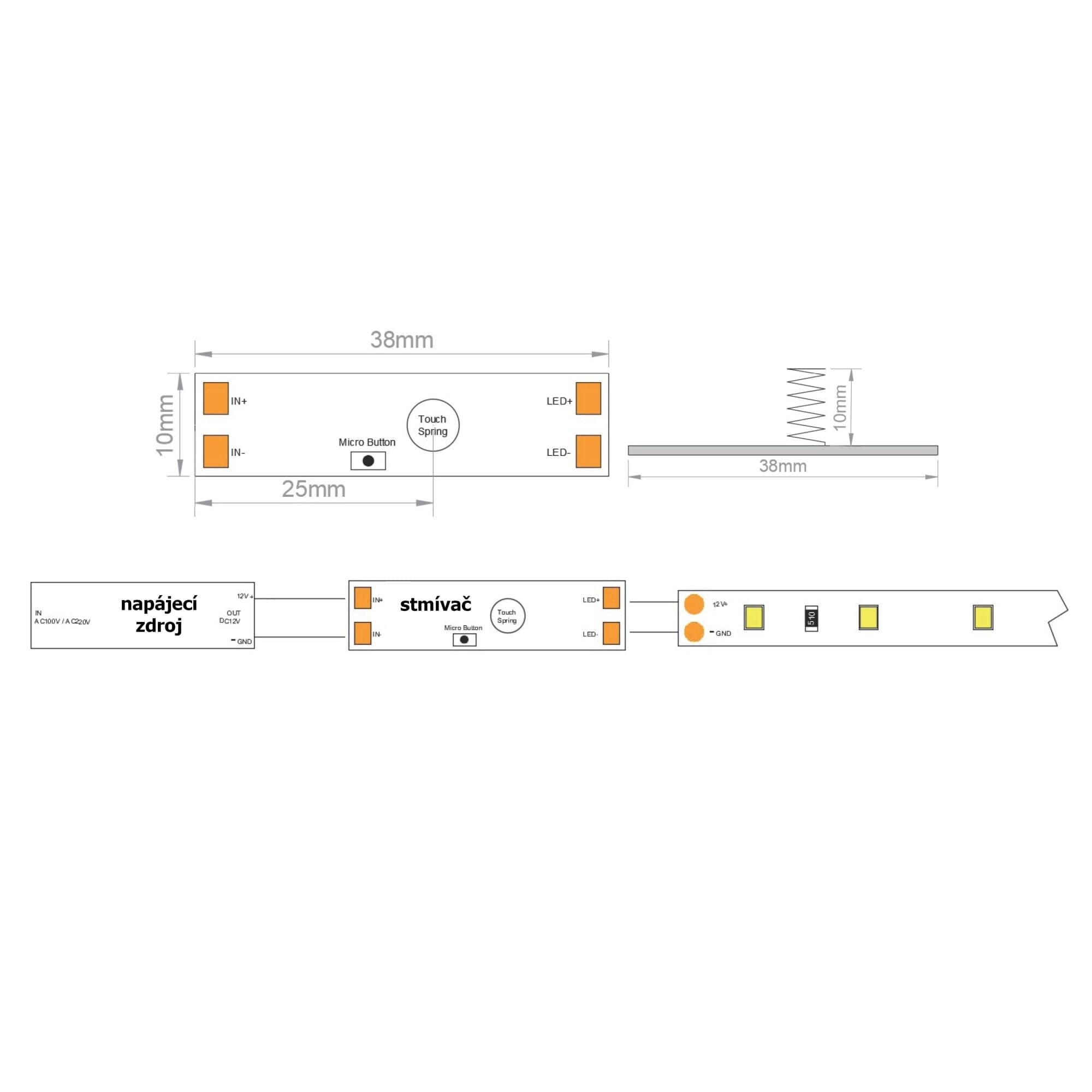 LED stmívač do profilu 8AS - náhled 4