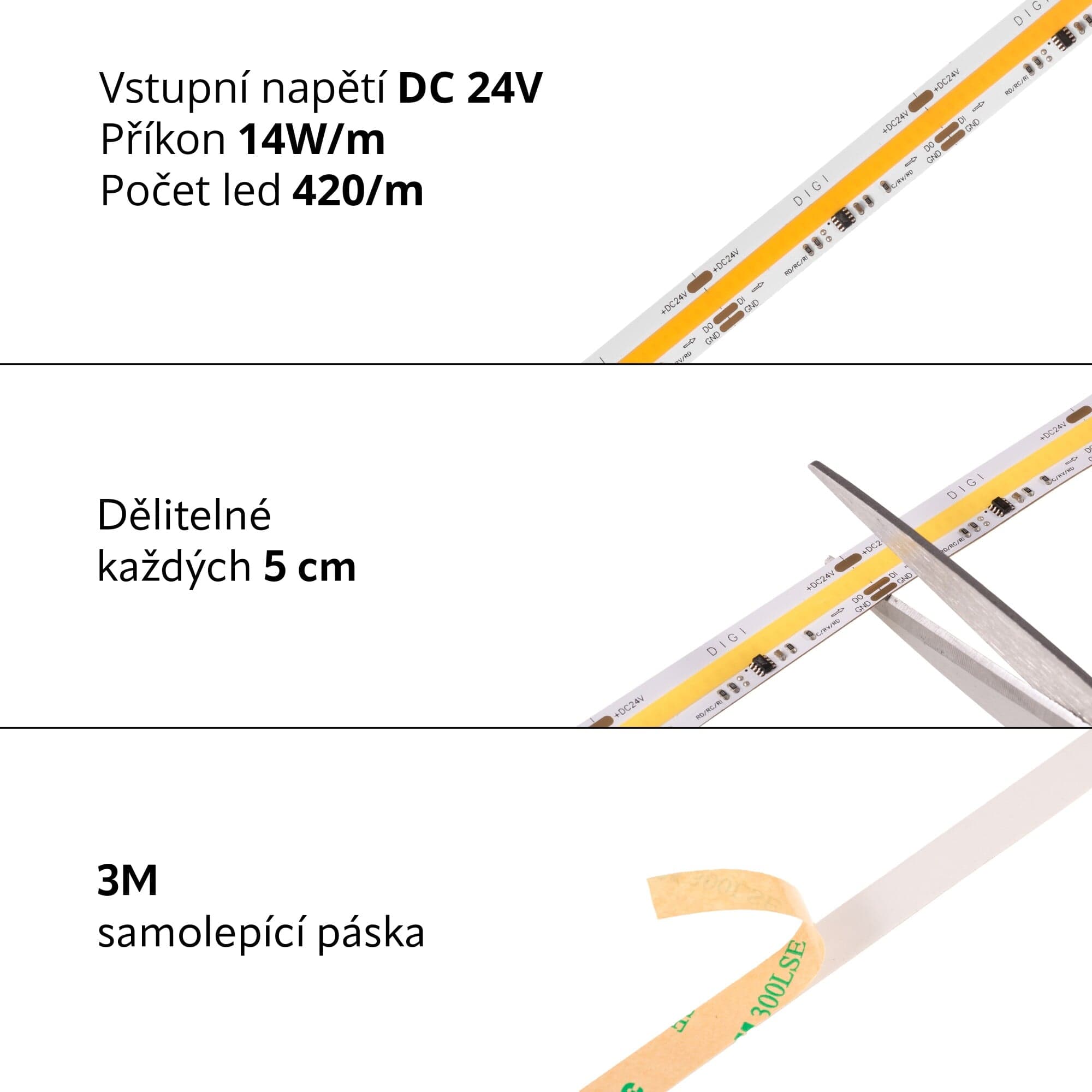 LED pásek digitální COB 24DIGI14 WS2811 - náhled 2