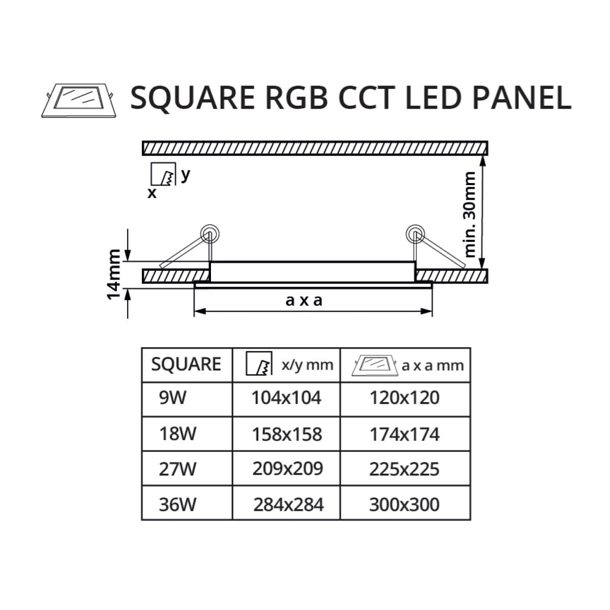 LED panel 24V 18W RGBCCT 24HB18 čtverec - RGBCCT - náhled 3