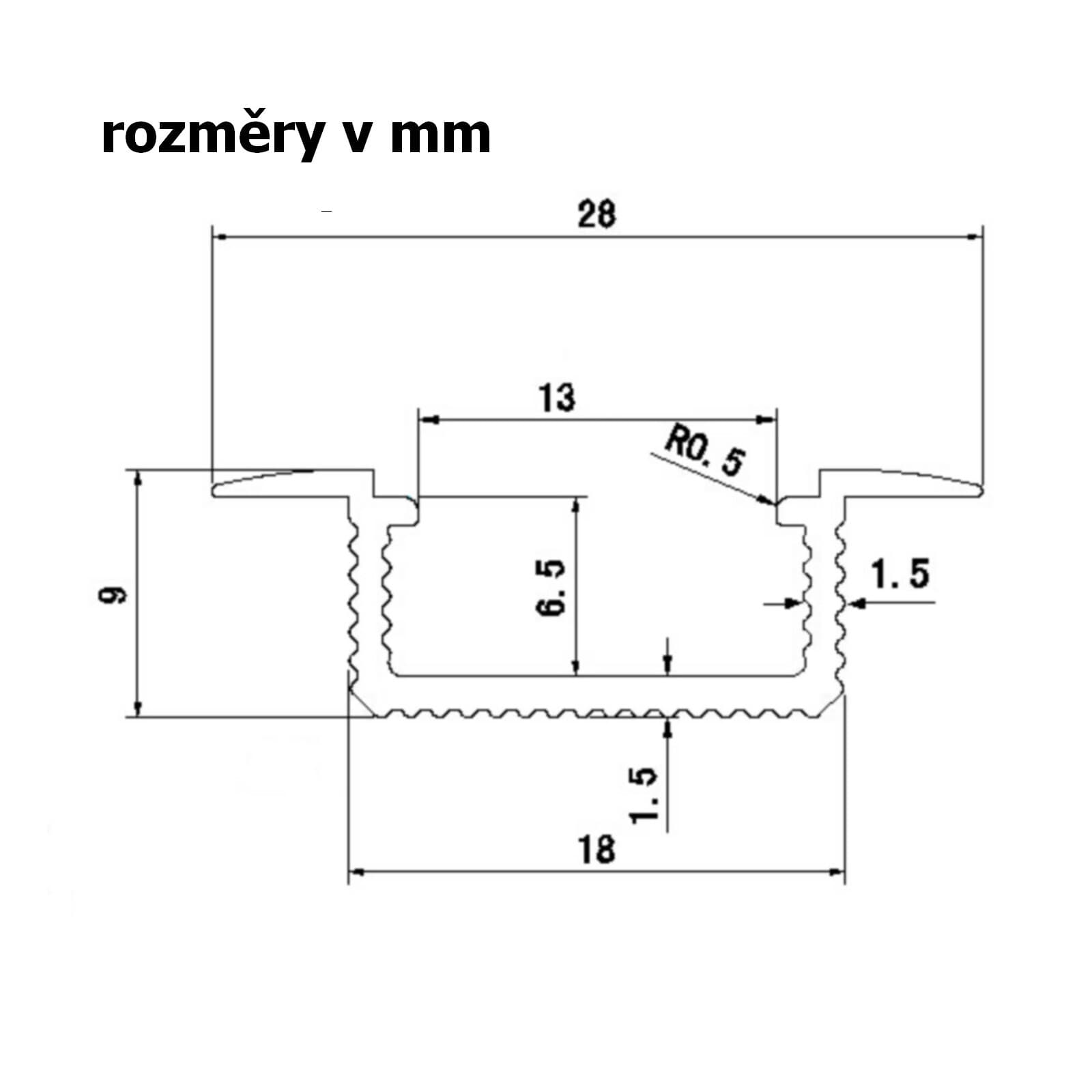 LED profil V5C - vestavný černý - náhled 2