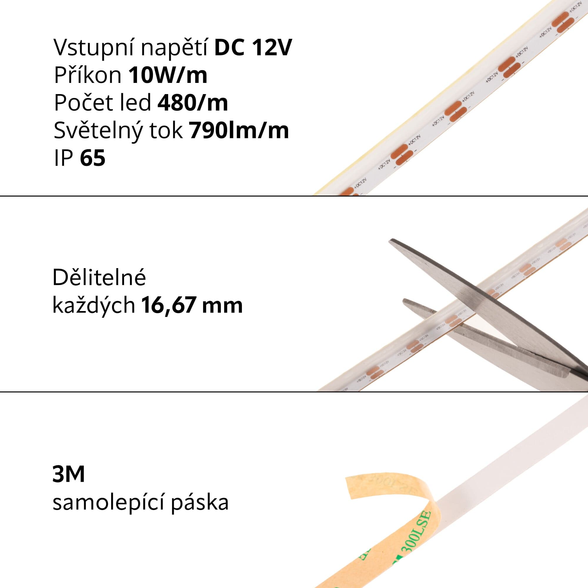 LED pásek COB stranový 12SIDE10 - náhled 3
