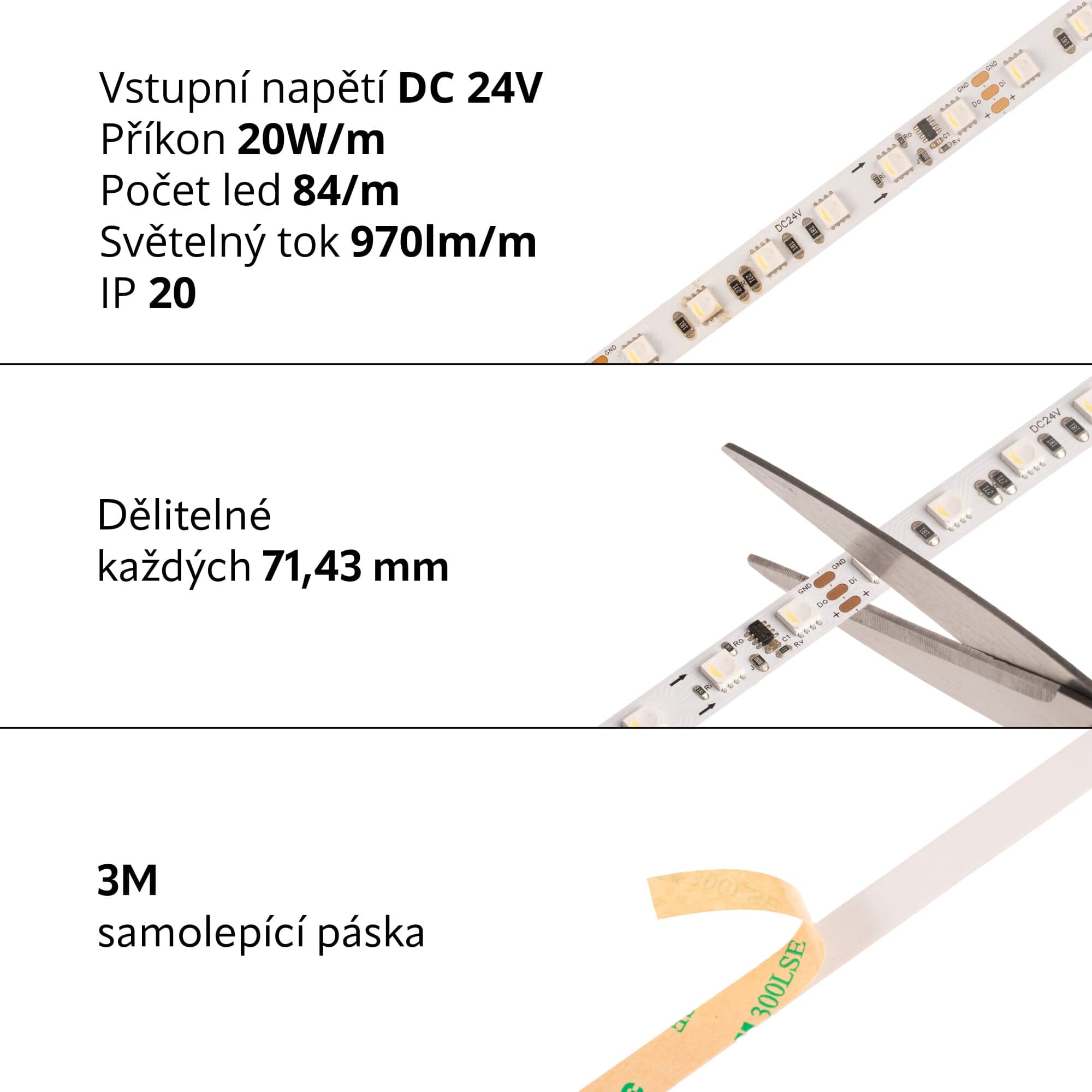 LED pásek digitální 24DIGI20 RGBW WS2814F - náhled 3
