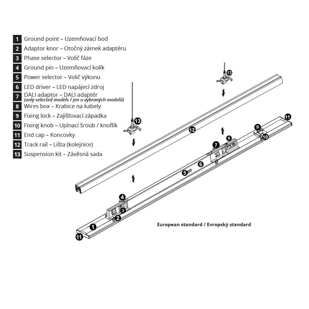 Lištové CCT LED svítidlo TRITO PRO TRP150W 90° 60W černé - náhled 5
