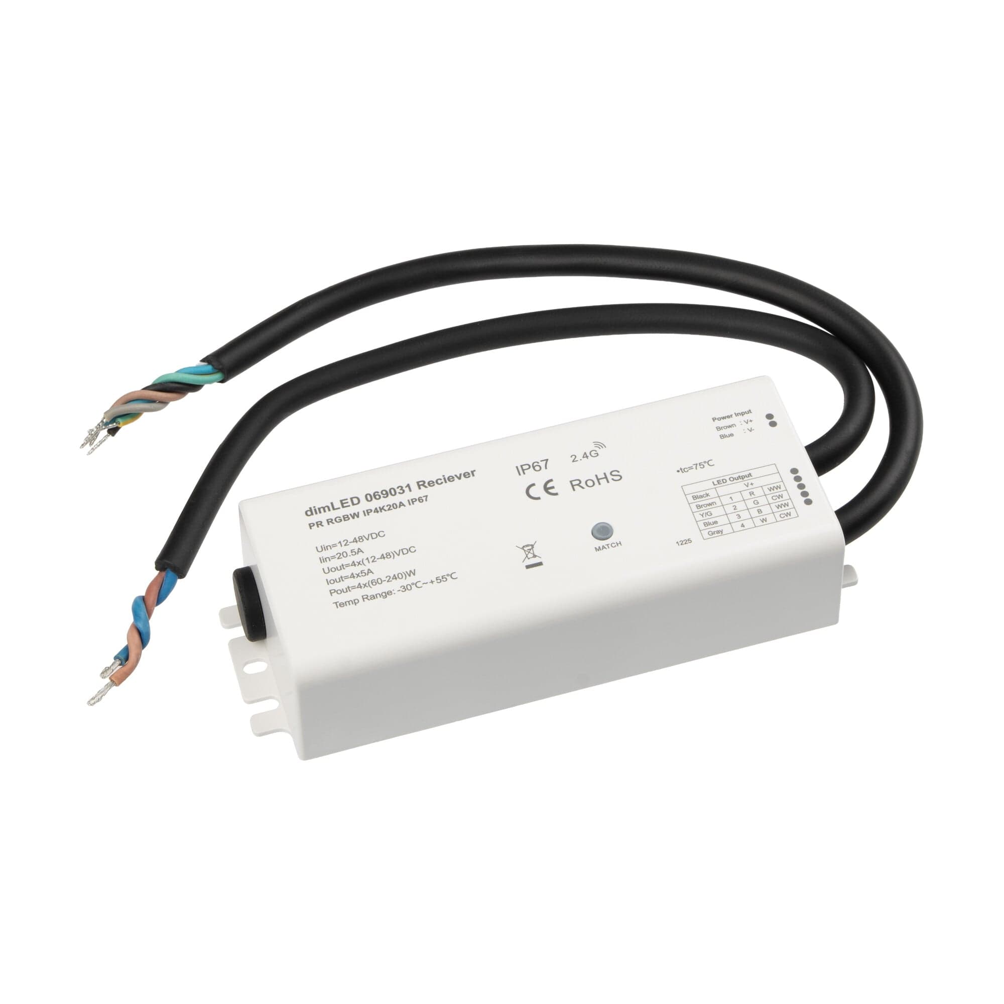 Přijímač dimLED PR IP67 RGBW IP4K20A 4v1