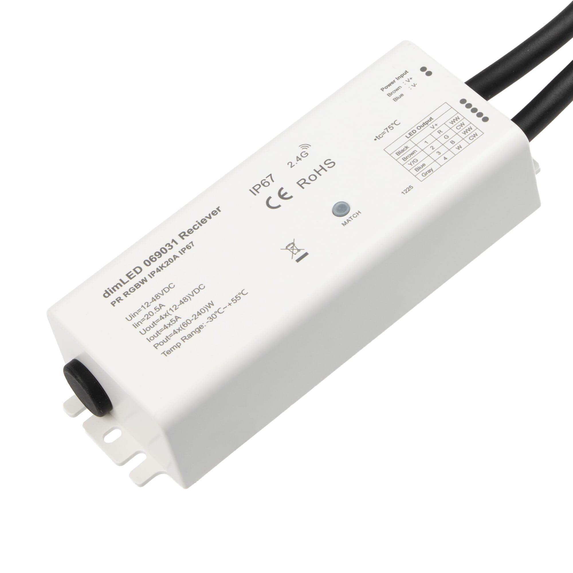 Přijímač dimLED PR IP67 RGBW IP4K20A 4v1 - náhled 3