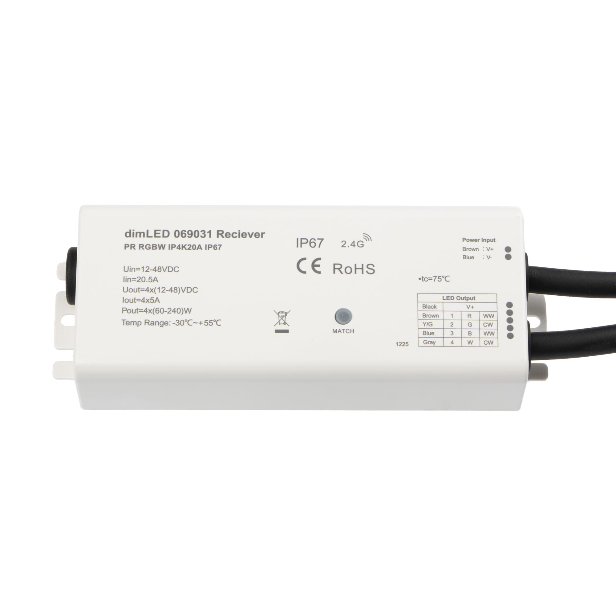 Přijímač dimLED PR IP67 RGBW IP4K20A 4v1 - náhled 4