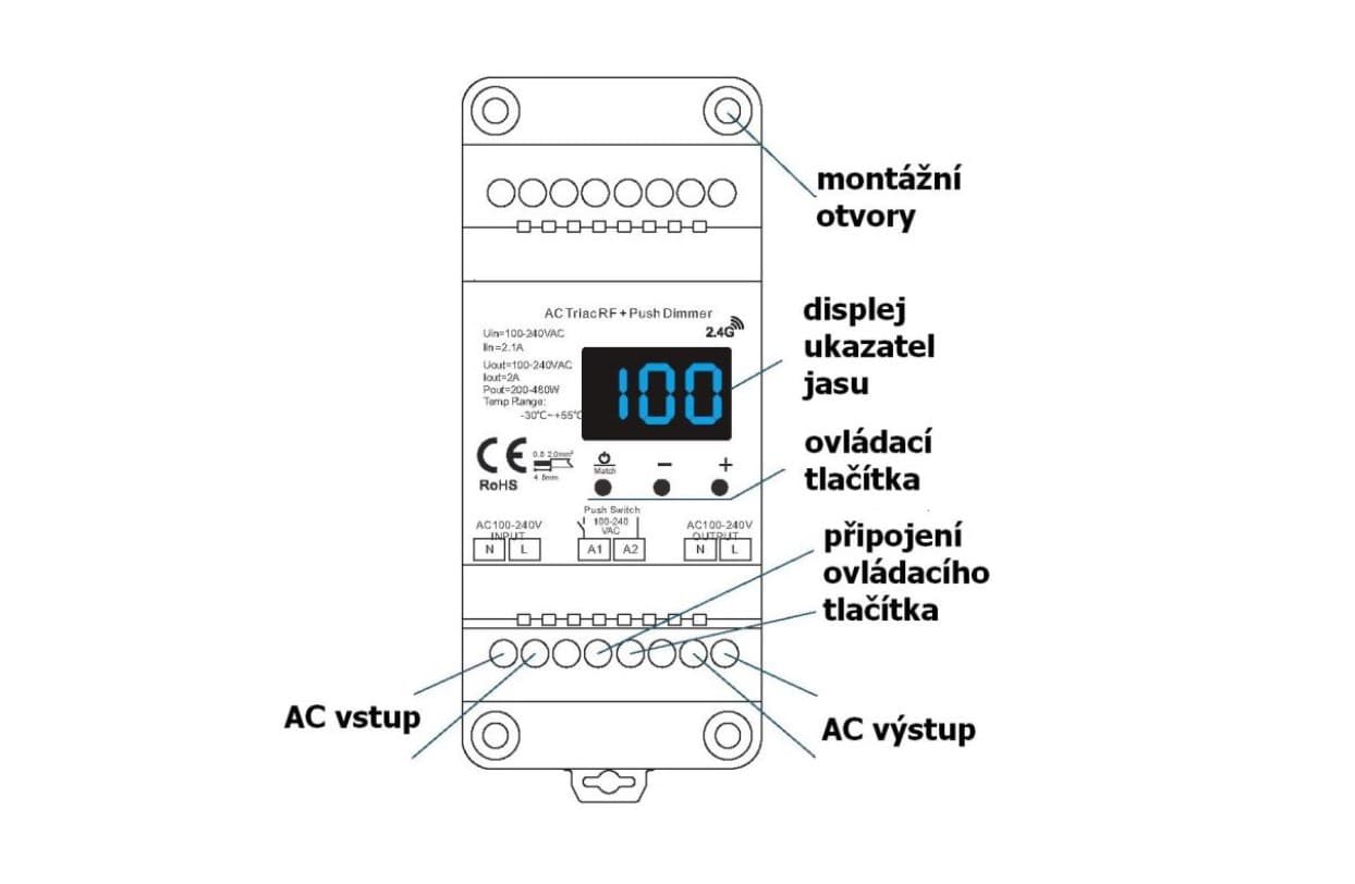 Stmívač dimLED TRIAK PR DIN480W - náhled 3