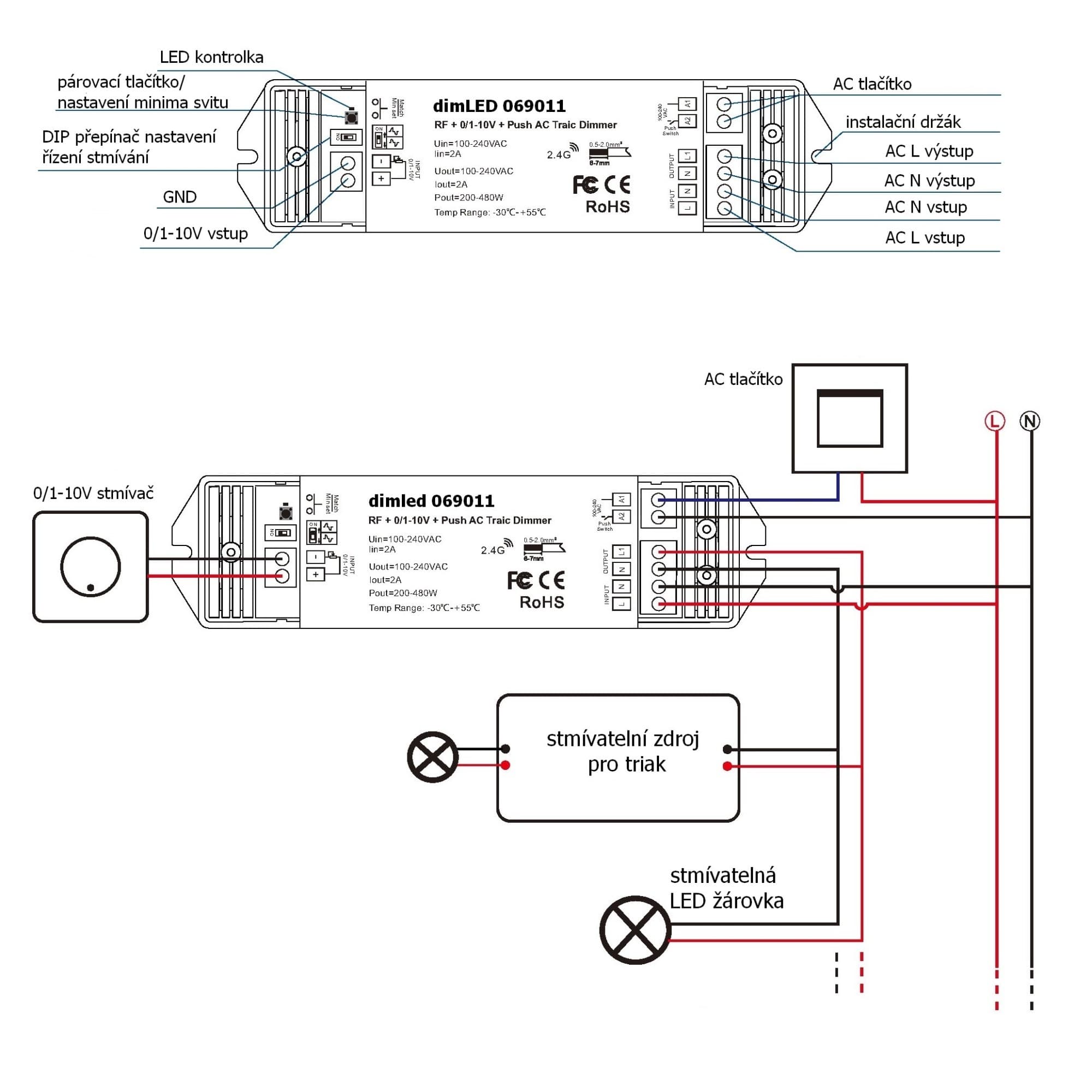 Stmívač dimLED TRIAK PR 10V480W - náhled 3