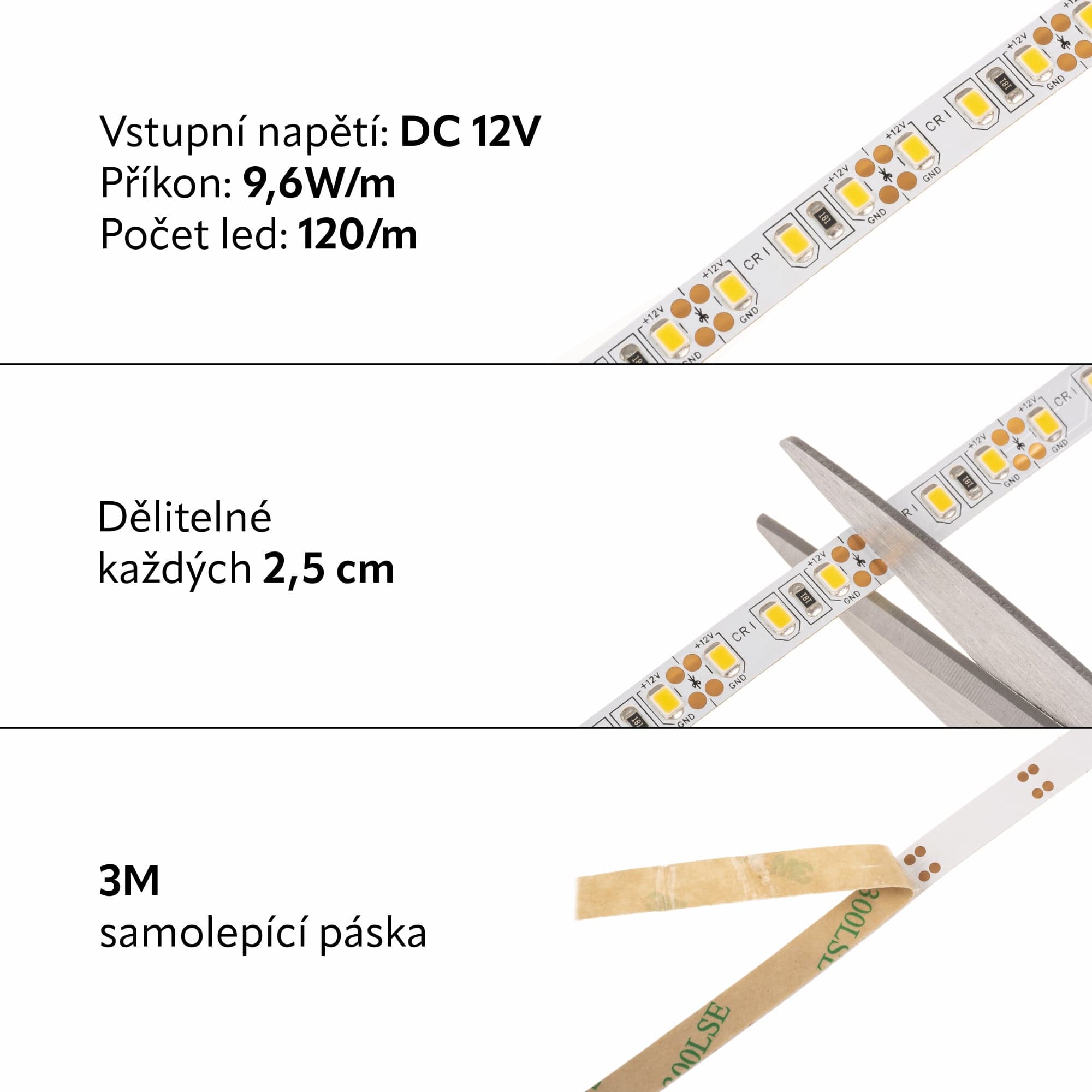 LED pásek 12CRI12096 vnitřní záruka 3 roky - Denní bílá - náhled 4