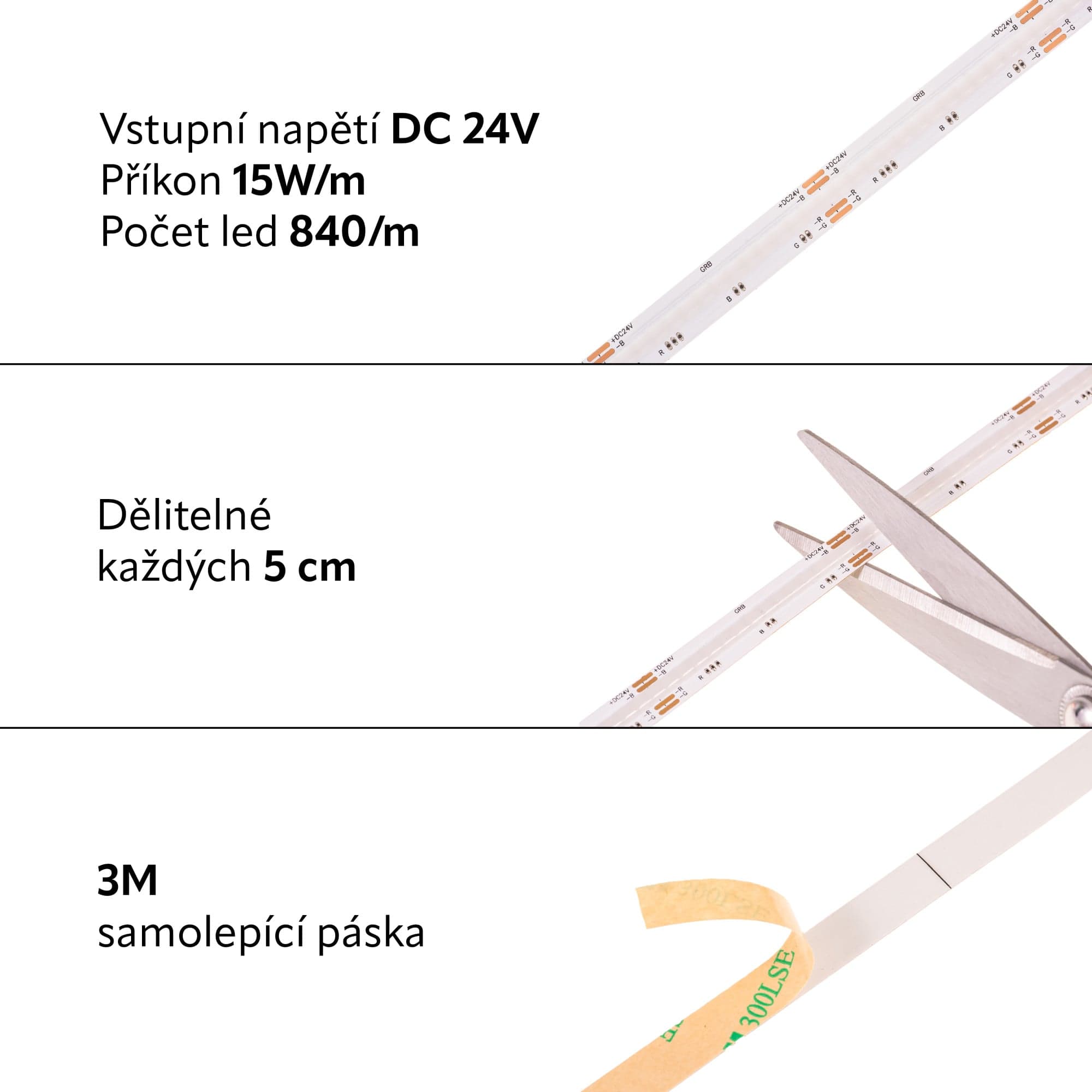 LED pásek RGB COB 24RGBCOB15-840 záruka 3 roky - náhled 2