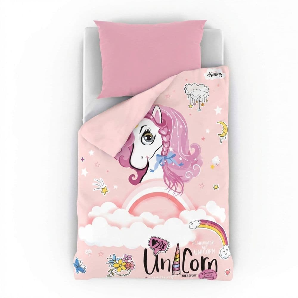 Kvalitex Ložní povlečení pro mladé 140x200, 70x90cm Unicorn růžové