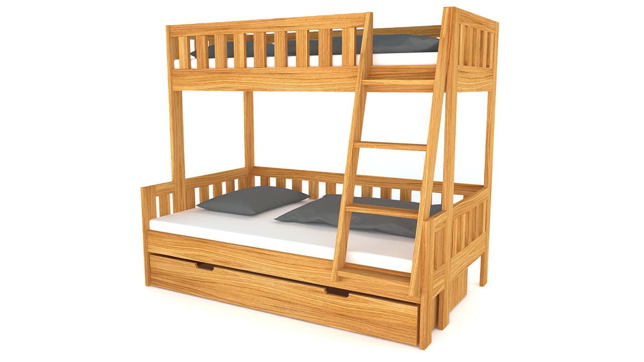 Postelia Patrová postel PUERO Buk 2v1 90/120x200 cm - náhled 3