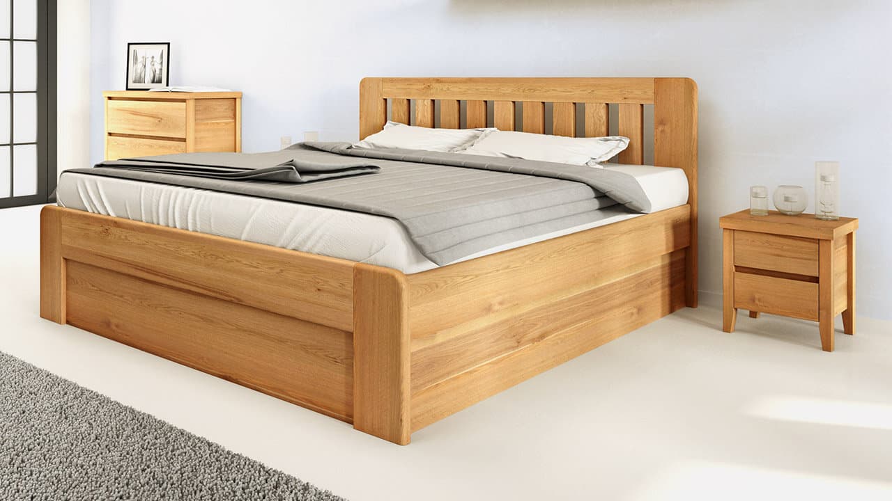Postelia DENVER s úložným prostorem 140 x 200 dub - náhled 2