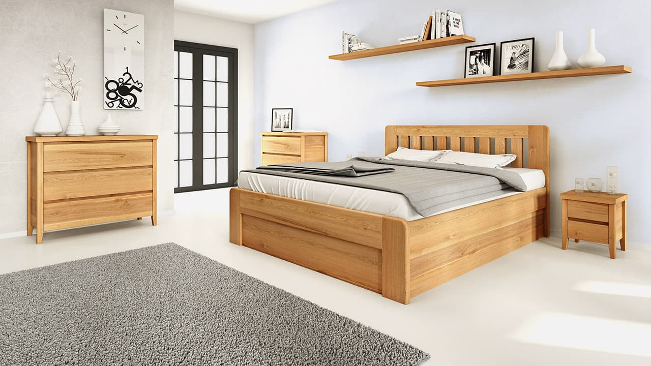Postelia DENVER s úložným prostorem 140 x 200 dub - náhled 4