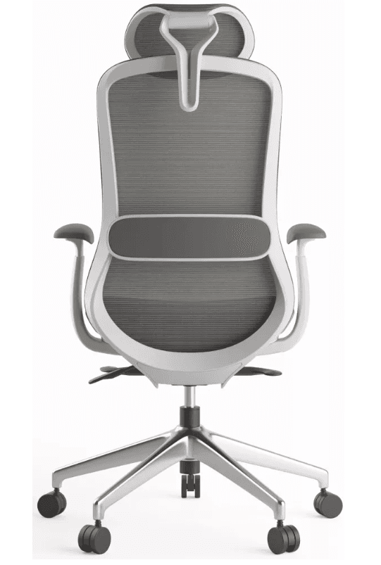 Kancelářská ergonomická židle BESSEL s podhlavníkem — síť, šedý plast, nosnost 120 kg, světle šedá MERCURY STAR - náhled 3
