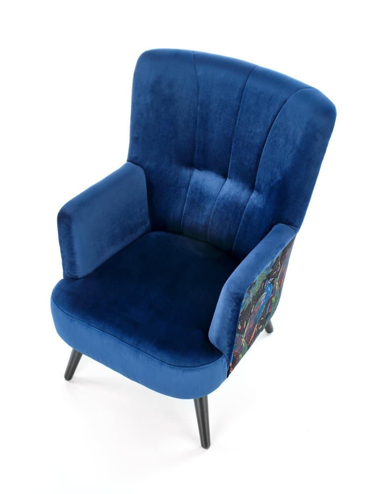 Relaxační křeslo ušák PAGONI — masiv, látka modrá - náhled 5