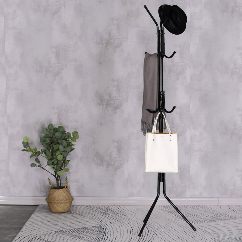 Stojanový věšák URBANO — 171 cm, kov, černá Autronic - náhled 3