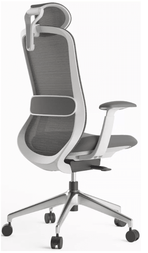 Kancelářská ergonomická židle BESSEL s podhlavníkem — síť, šedý plast, nosnost 120 kg, světle šedá MERCURY STAR - náhled 4