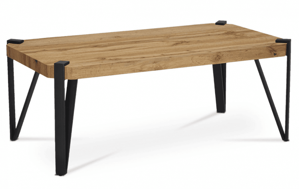 Konferenční stolek PAOK — 110x60x44, divoký dub, černý kov Autronic
