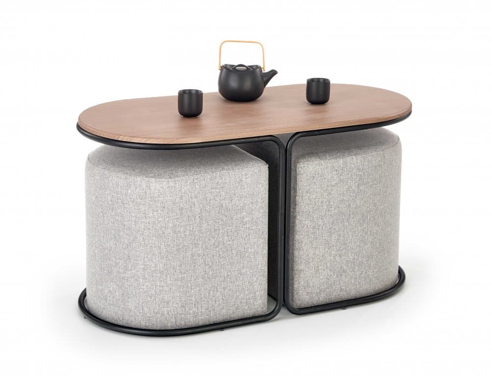 Konferenční stolek se sedacími boxy PAMPA — ořech, šedá Halmar - náhled 2