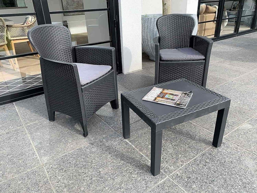 Zahradní balkonový set ANVIL 1 + 2 — umělý ratan, antracit Bibl