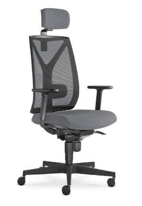 Kancelářská židle LEAF 503 s podhlavníkem a područkami – synchronní mechanika, síť, černá-šedá LD Seating