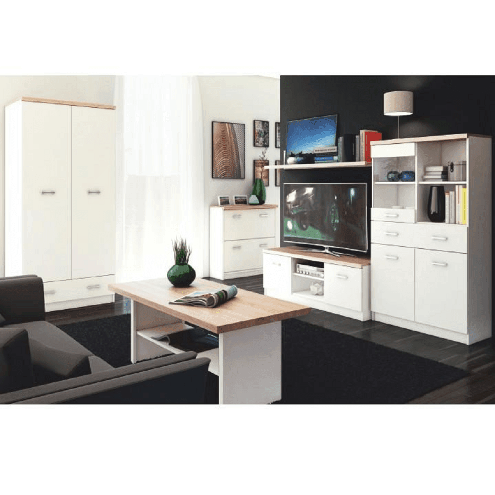 TV stolek TOPTY — 120x42x46, dub sonoma, bílá Kondela - náhled 3