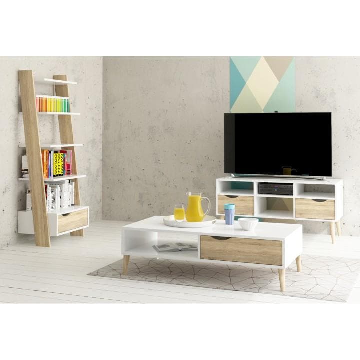TV stolek OSLO — 117,1x39,10x56,90, dub sonoma, bílá Kondela - náhled 5