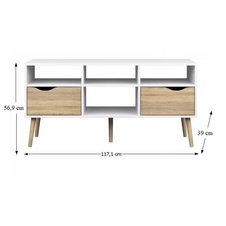 TV stolek OSLO — 117,1x39,10x56,90, dub sonoma, bílá Kondela - náhled 2