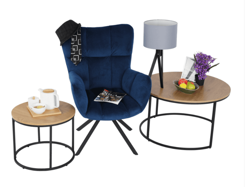Designové otočné relaxační křeslo KOMODO — kov, Modrá/černá Kondela - náhled 3