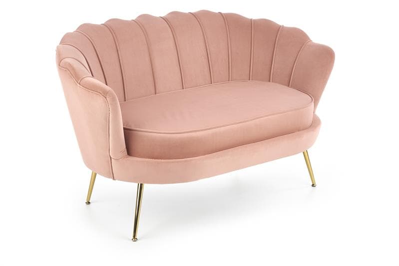 Designová pohovka AMORINITO — kov, růžová látka, nosnost 200 kg Halmar