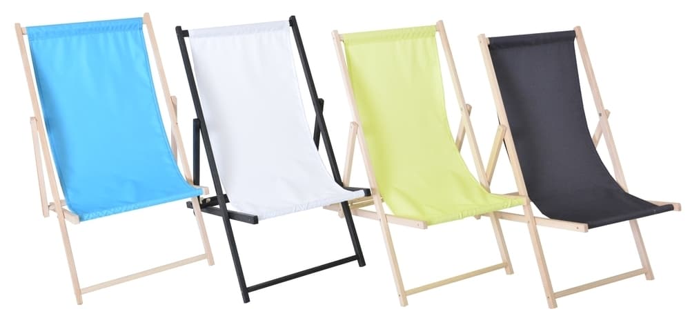 Bahama POLYESTER lehátko dřevěné přírodní - MODRÉ - náhled 4