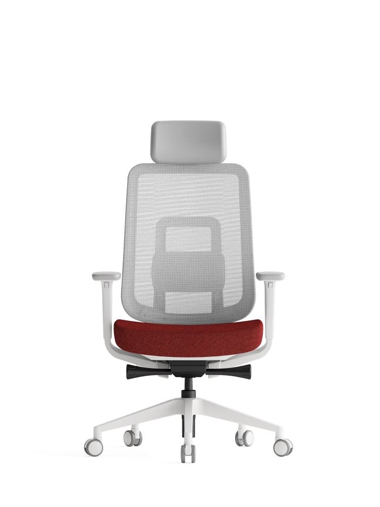 Kancelářská ergonomická židle K42 WHITE SP – síťovaná/ čalouněná, červená - náhled 2