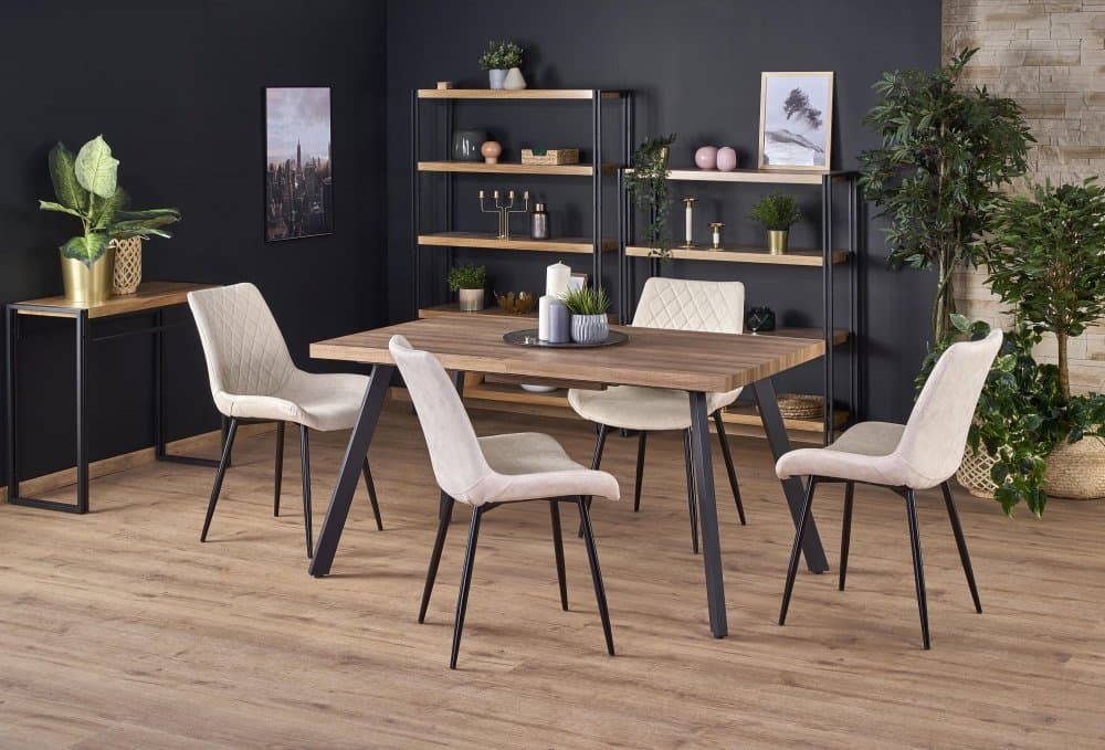 Jídelní rozkládací stůl BERLIN – 140x85x76 (+40), ořech, černá Halmar - náhled 2