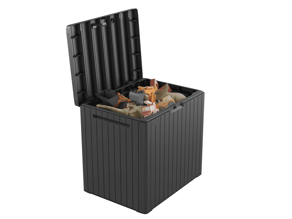 Zahradní úložný box CITY — 113L, plast, grafit, nosnost 120 kg - náhled 4