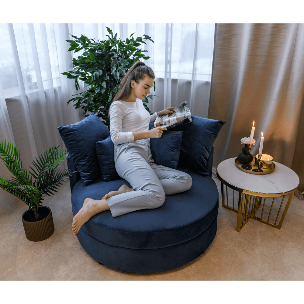 Designové křeslo SALOTO — látka, modrá Kondela - náhled 4
