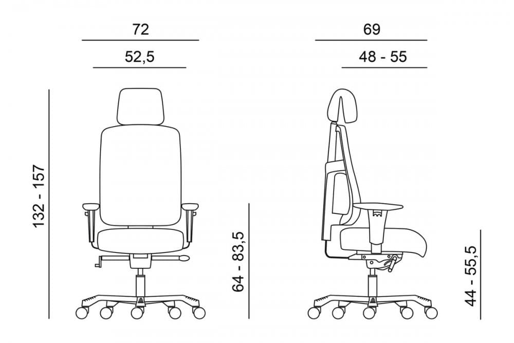 Ergonomická zátěžová židle BOSTON 24/7 — látka, černá, nosnost 200 kg Antares - náhled 5