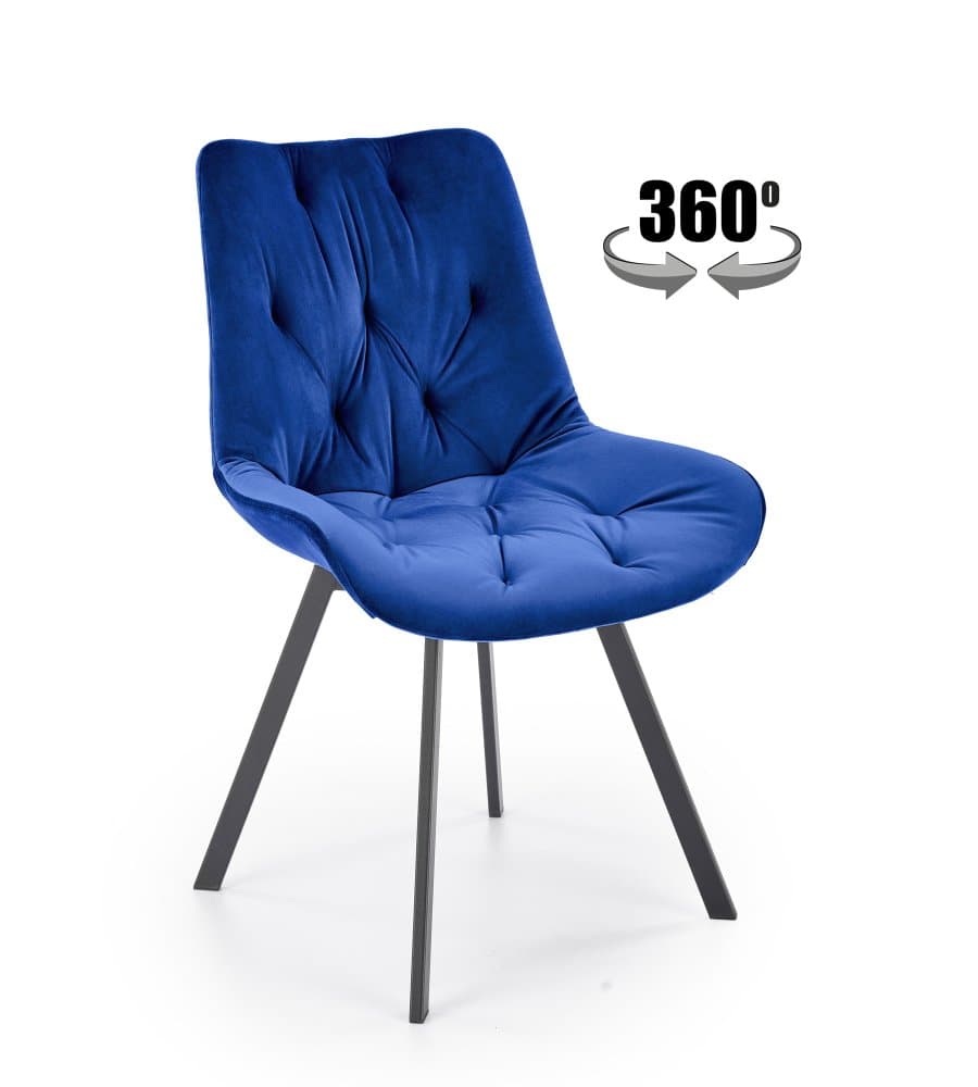 Elegantní otočná modrá sametová židle BECKY Halmar