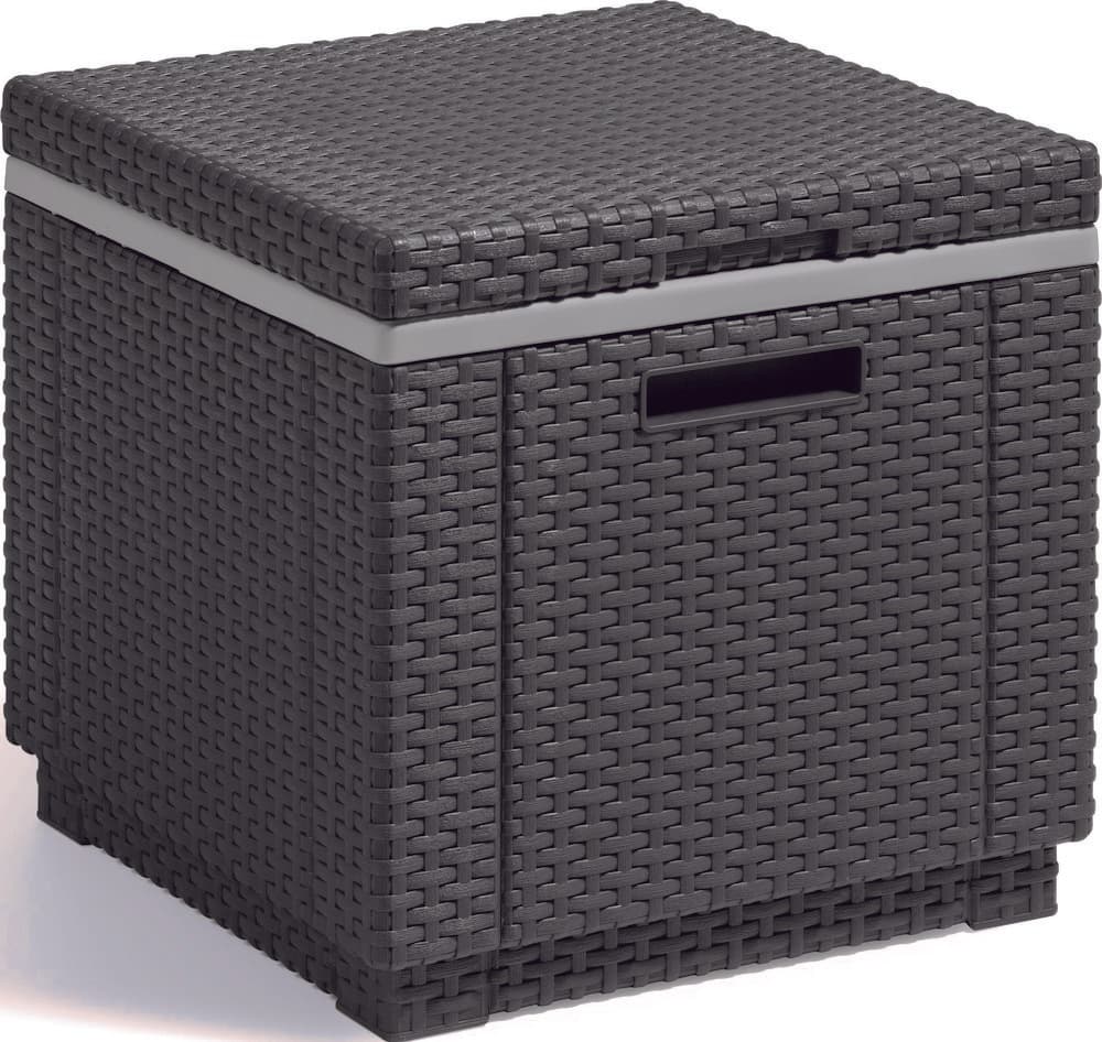 Zahradní chladící box CUBE — umělý ratan, grafit - náhled 3