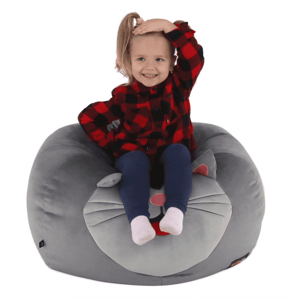 Dětský sedací vak BABY s kočičkou — 60×45, šedá Kondela - náhled 5