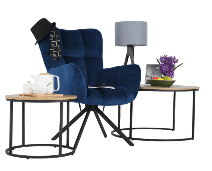 Designové otočné relaxační křeslo KOMODO — kov, Modrá/černá Kondela - náhled 2