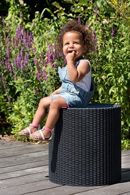 Zahradní stolek s úložným prostorem COOL STOOL — umělý ratan, grafit - náhled 2