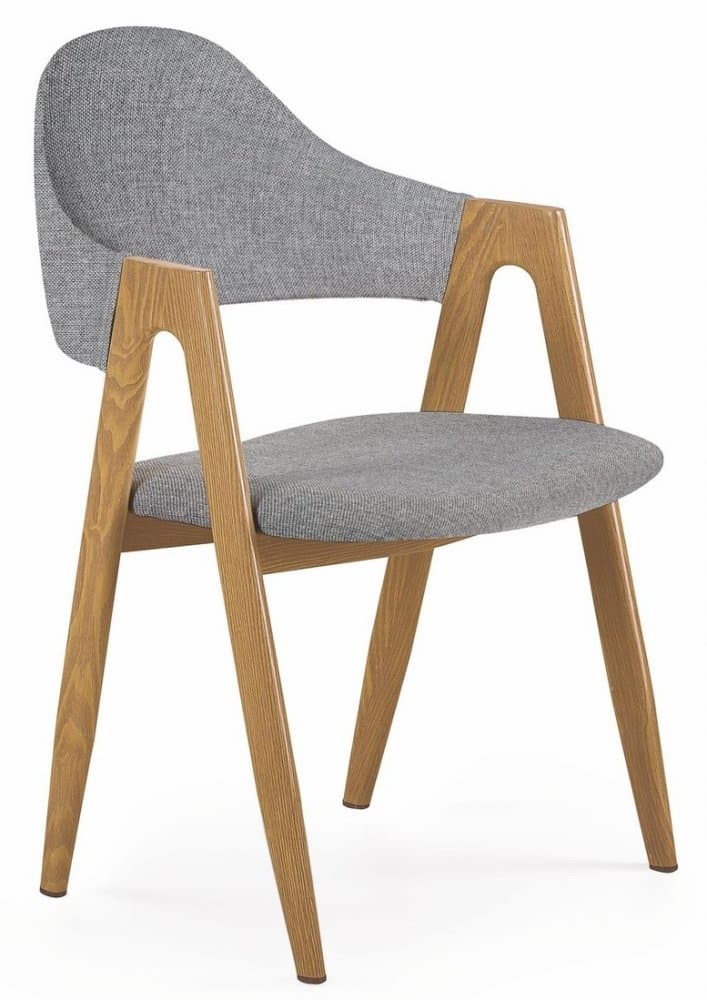 Jídelní křesílko LUXE — kov v dekoru dubu, látka šedá Halmar - náhled 1