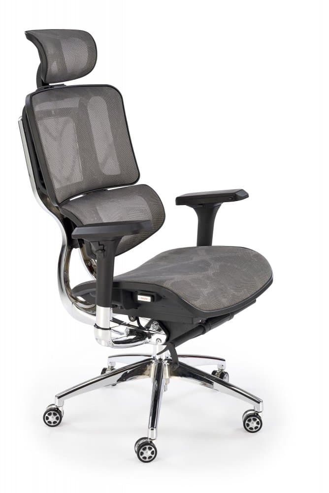 Kancelářská ergonomická židle ETHAN — síťovina, černá / šedá Halmar