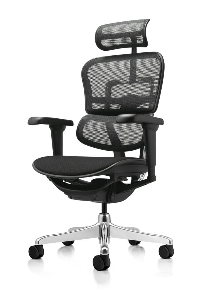 Kancelářská ergonomická židle SIRIUS NEO – opěrák síť, čalouněný sedák, černá - náhled 2