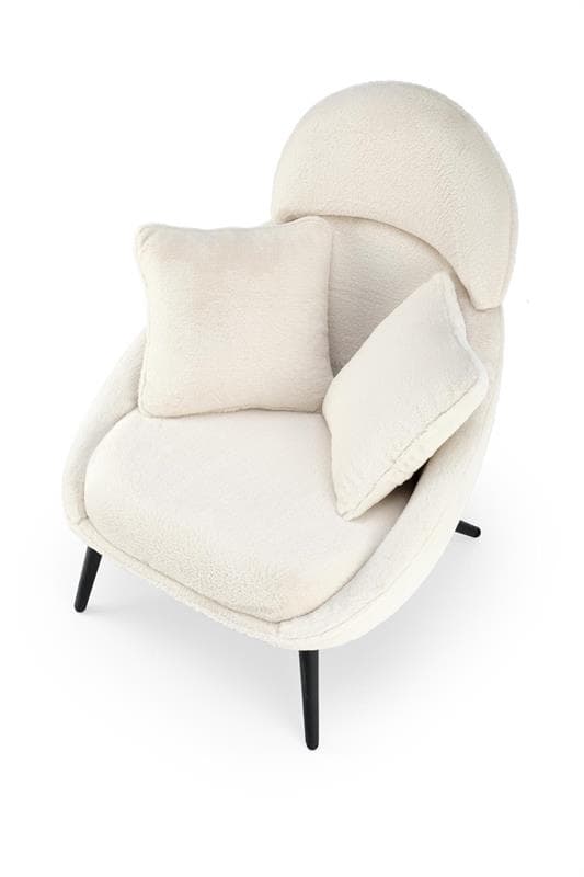 Designové křeslo MERRY s polštáři - ocel, látka, krémová Halmar - náhled 5