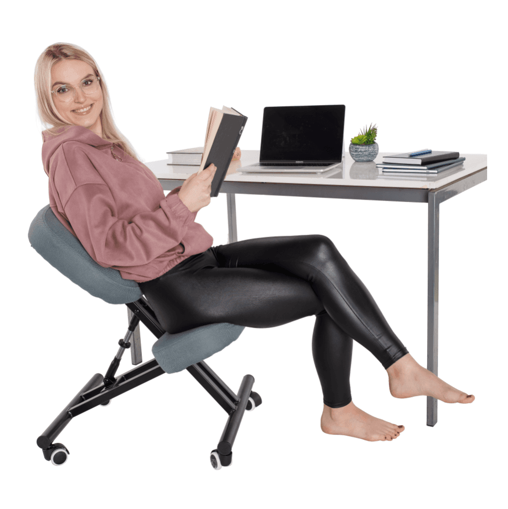 Ergonomická klekačka KILIAN – světle šedá/černá, látkový povrch, Kondela - náhled 5